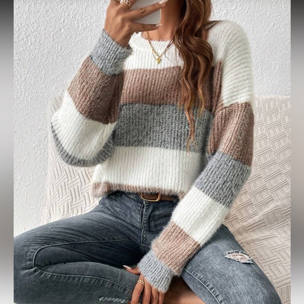 SHEIN Multicolor Striped Knit Sweater